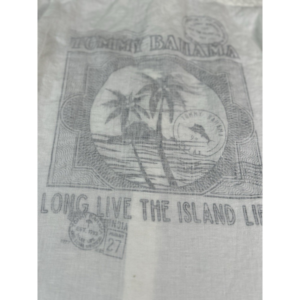 Tommy Bahama Ebroidered Med  Long‎ Live Island Life 100 % Linen